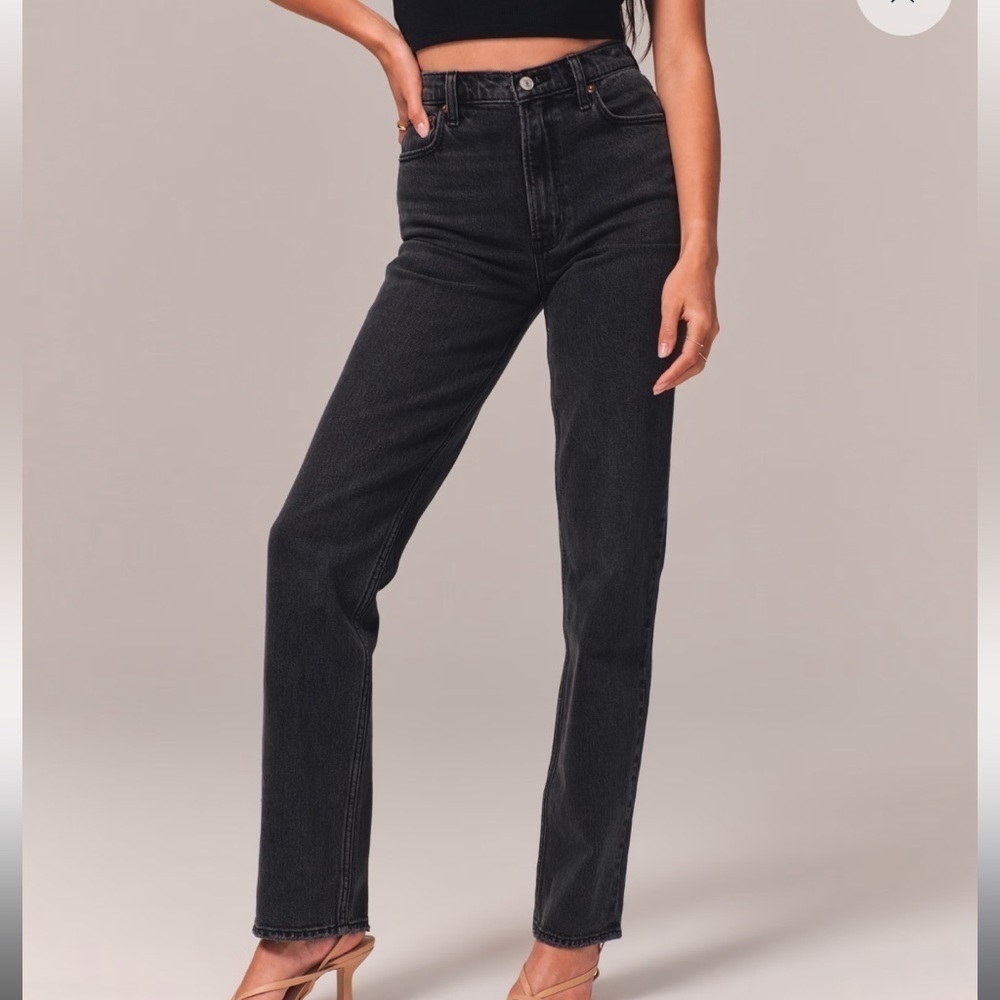 Abercrombie & Fitch The ‘90s Straight Ultra High Rise Jeans Black Plus Size 24 Q